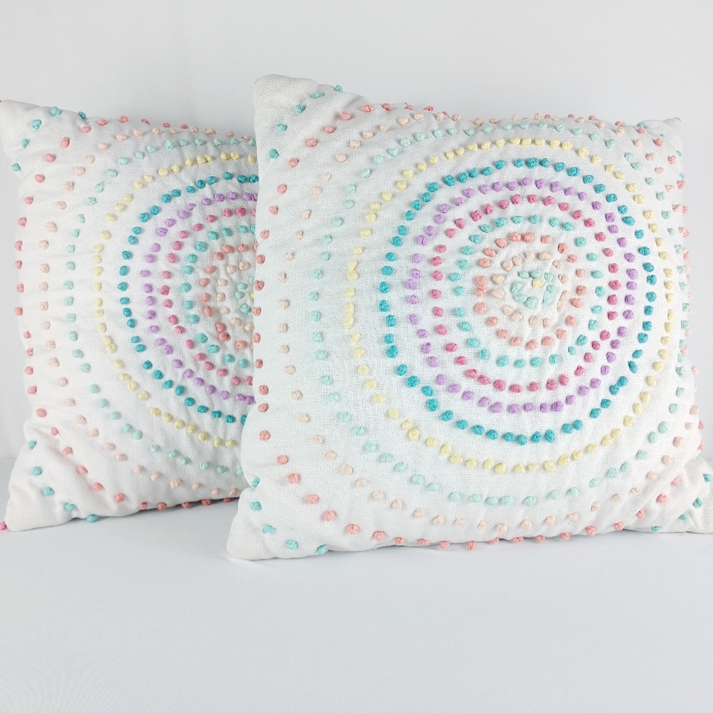 Xhilaration 2 Pastel Rainbow Knotted Throw Pillows